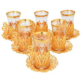 Acar | Turkish Tea Set of Six - Ottoman - White - TryAladdin