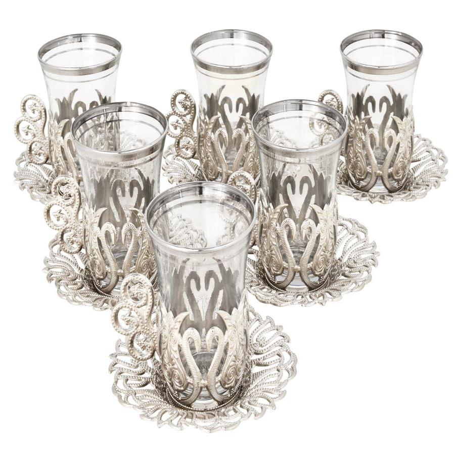 Acar | Turkish Tea Set of Six - Ottoman - White - TryAladdin