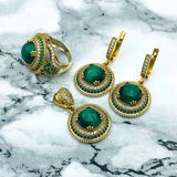 Istanbul Jewelry | Malachite Ottoman Style Handmade Silver Jewelry Set - TryAladdin