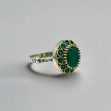 Istanbul Jewelry | Turkish Handmade Emerald Silver Ring with Floral Pattern - TryAladdin