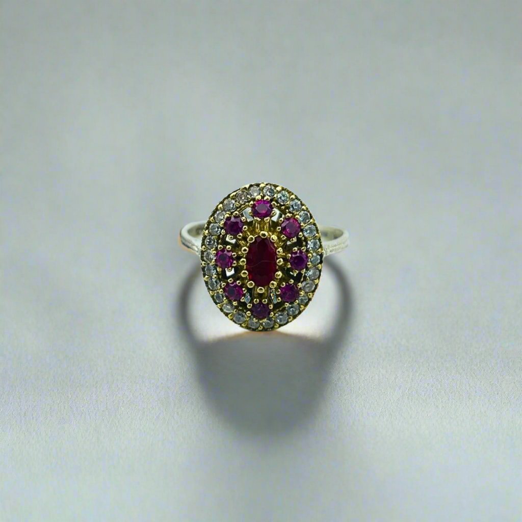 Istanbul Jewelry | Ruby Ottoman Style Handmade Silver Ring - TryAladdin