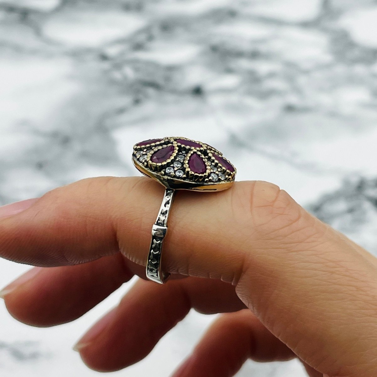 Istanbul Jewelry | Ruby Ottoman Style Handmade Silver Ring - TryAladdin