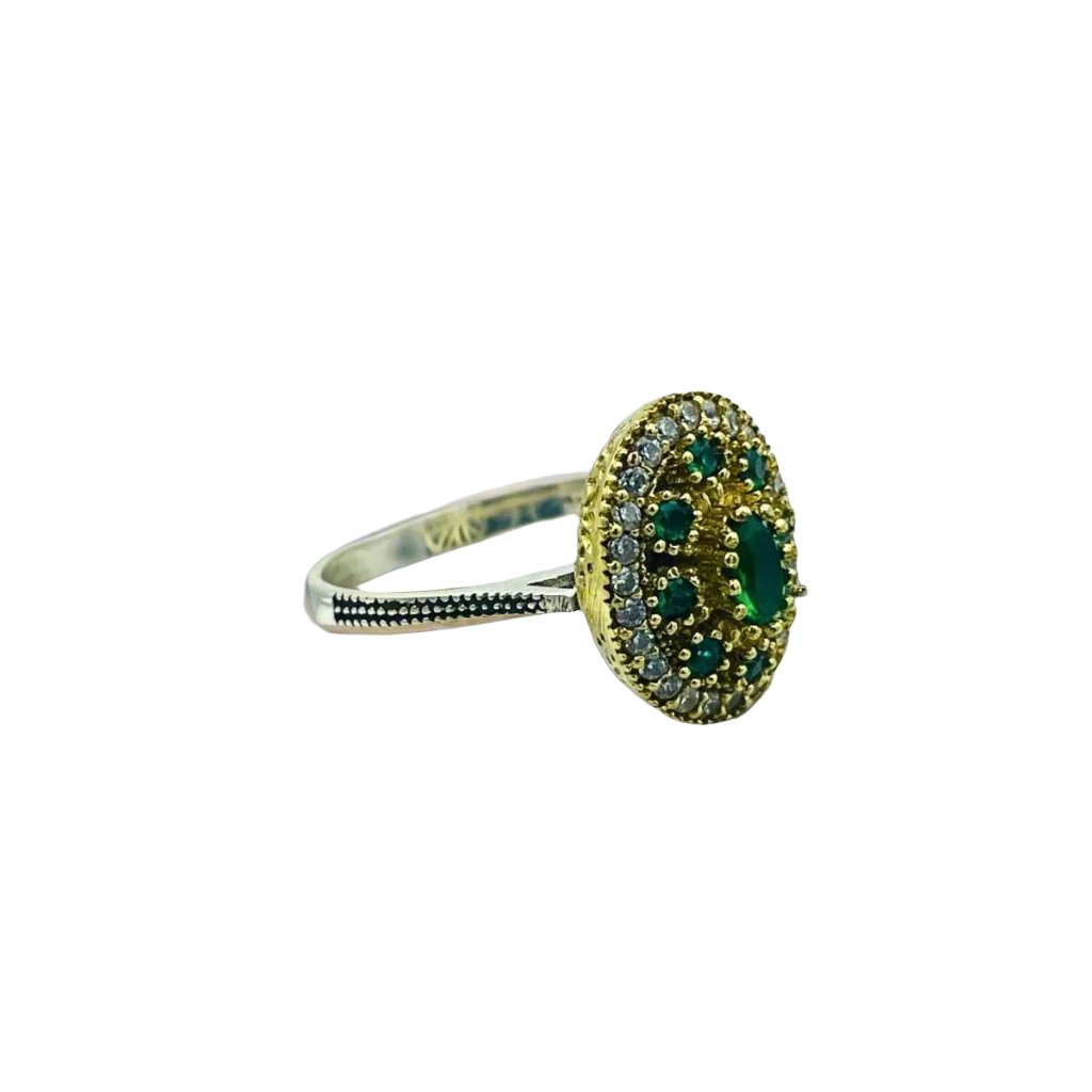 Istanbul Jewelry | Emerald Ottoman Style Handmade Silver Ring - TryAladdin