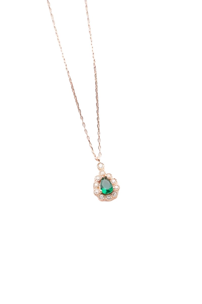 Nereze | Diamond Montage Drop Green Zircon Stone Necklace - TryAladdin