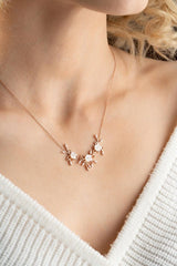 Nereze | Rose 3 - Piece Sprouted Magnolia Flower Necklace - TryAladdin