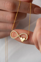 Nereze | Personalized Small Heart Infinity Necklace with Personalized Name - TryAladdin