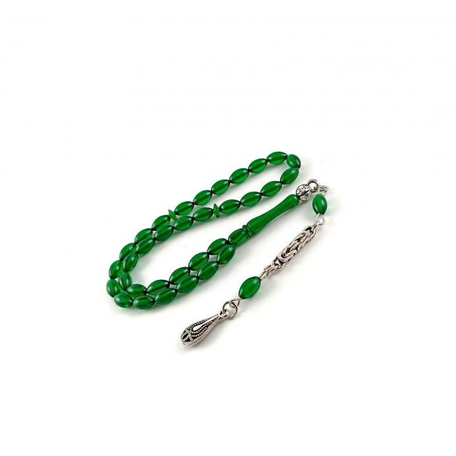 Selderesi | Mini Size Fire Amber Tasbih with Green beads - TryAladdin