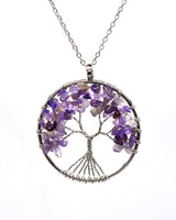 Taki | 7 Chakra Tree of Life Natural Stone Necklace with Metal Chain - TryAladdin