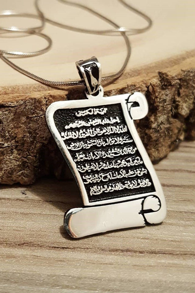 Taki | Ayetel Kursi Islamic Motivated Silver Necklace with Chain - TryAladdin