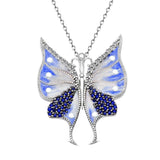 Taki | Silver Butterfly Necklace with Stone Enamel 3 Colors - TryAladdin