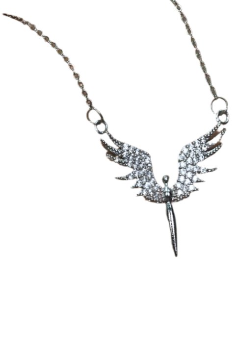 Taki | Silver Plated Zircon Stone Michael Angel Necklace - TryAladdin