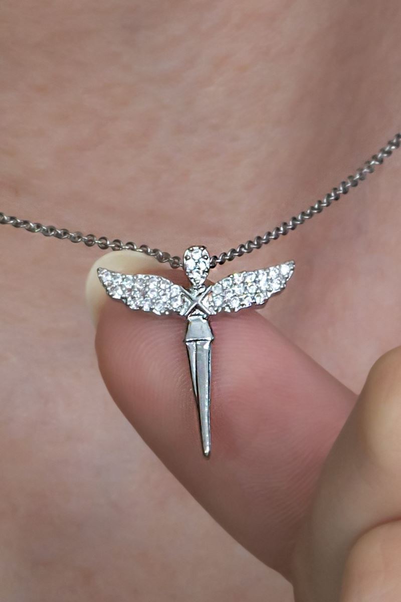 Taki | Silver Plated Zircon Stone Fairy Model Angel Necklace - TryAladdin