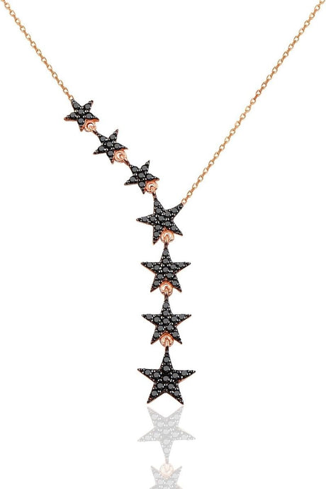 Taki | Silver Shooting Star Necklace Black Stone Valentine's Gift - TryAladdin