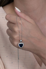 Taki | Titanic Heart of the Ocean v2 Navy Blue Sapphire Silver Necklace - TryAladdin