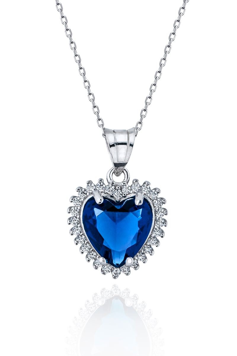 Taki | Titanic Heart of the Ocean v2 Navy Blue Sapphire Silver Necklace - TryAladdin