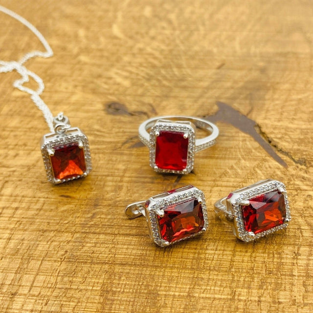 Women's Ruby Stone Jewelry Set - TryAladdin