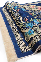 Bursa Ipek | Navy Blue Velvet Carpet Prayer Rug - TryAladdin