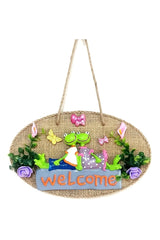 Green Cute Frog Double Welcome Printed Butterfly Door Ornament - TryAladdin