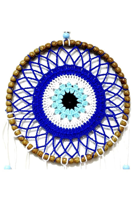 Nazar Bead Patterned Bird Furry Handmade Dream Catcher Wall Ornament - TryAladdin